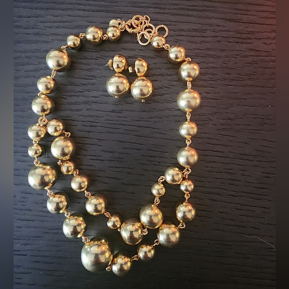 J.Crew Layered Metallic Ball Necklace & Earring Set